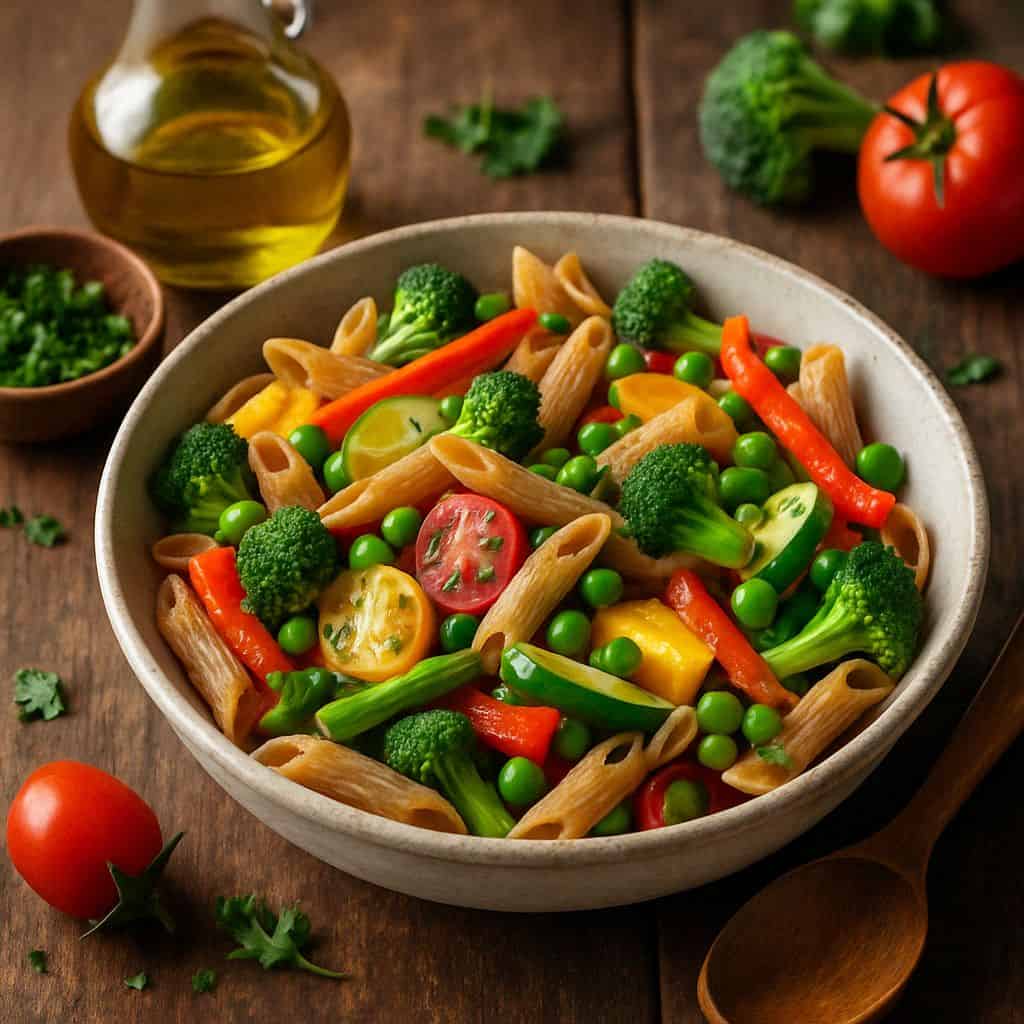 Pasta primavera met volkoren penne