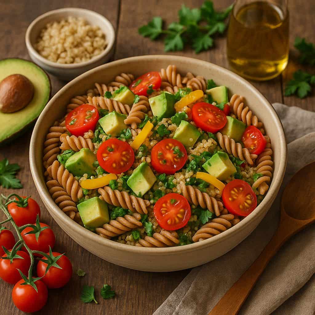 Pasta salade met avocado en quinoa