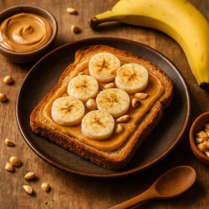 Pindakaas-banaan toast