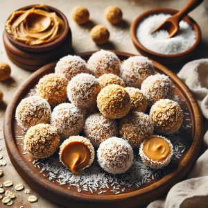 Pindakaasballetjes met kokos en havermout