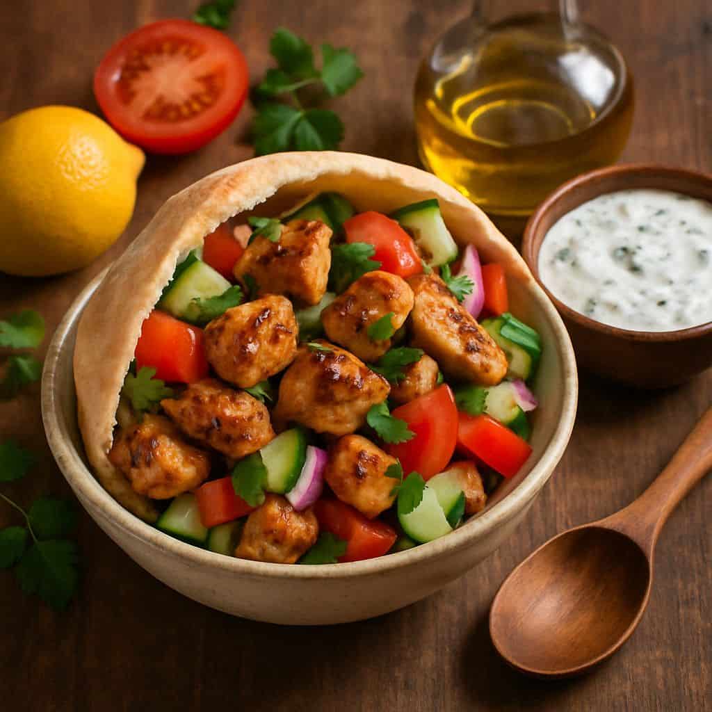 Pita met kip en tzatziki