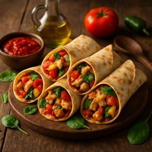 Pizza wraps met kip en groenten