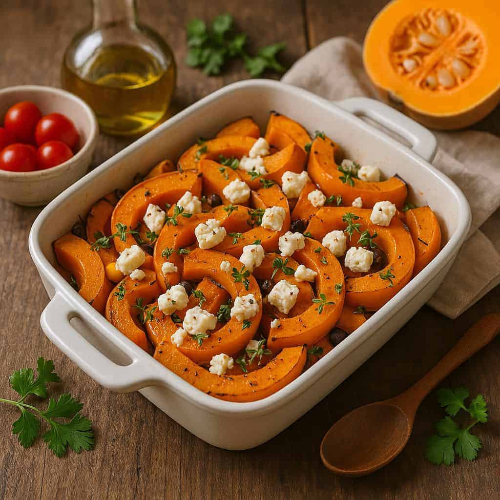 Pompoen uit de oven met feta