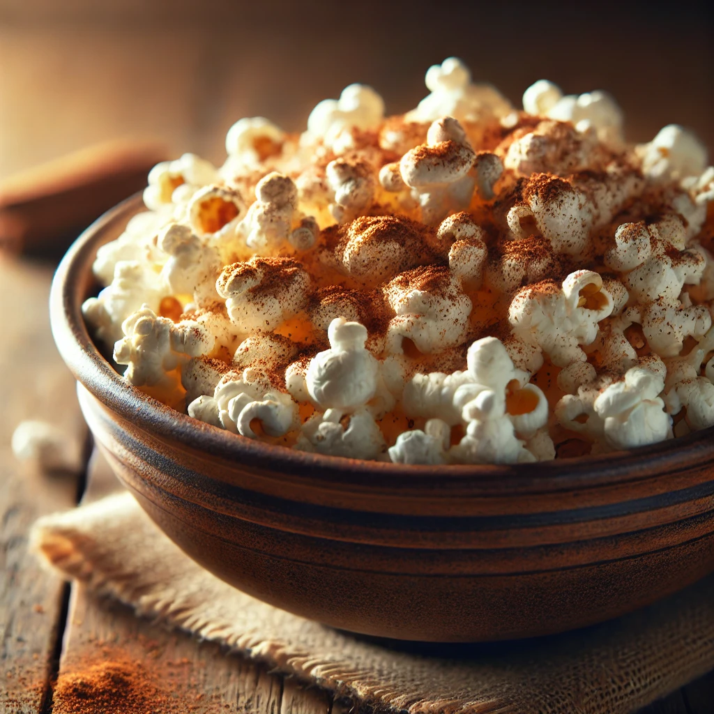 Popcorn met kaneel en cacaopoeder
