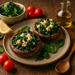 Portobello's met feta en spinazie