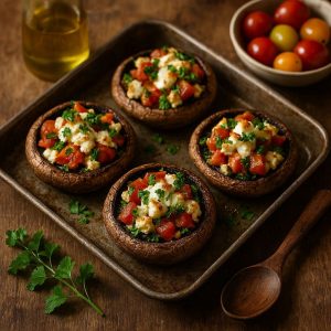 Portobello's uit de oven met geitenkaas