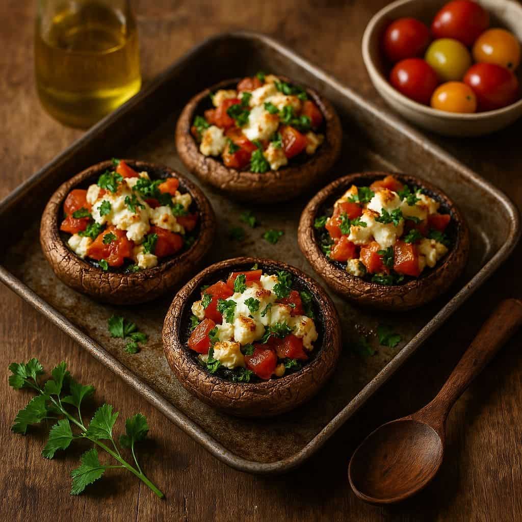 Portobello's uit de oven met geitenkaas