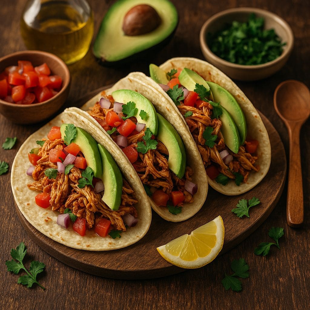Pulled chicken taco's met avocado (Instant Pot)