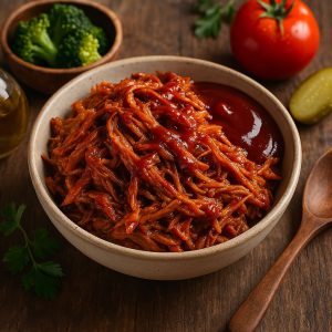 Pulled pork met BBQ-saus