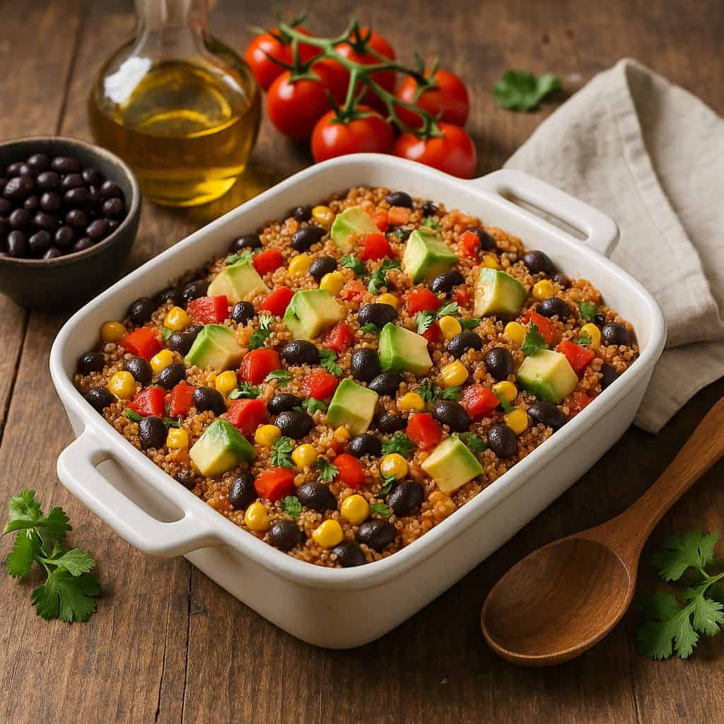 Quinoa ovenschotel met zwarte bonen