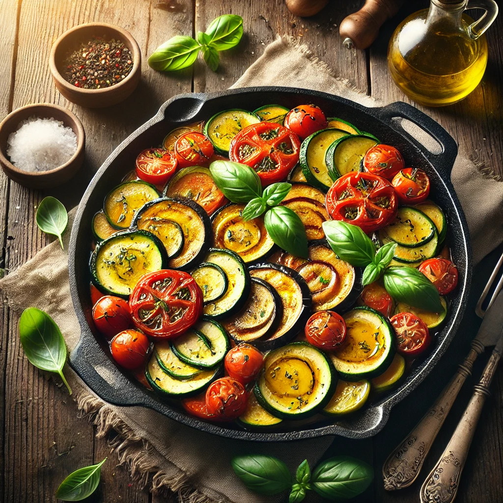 Ratatouille met courgette, aubergine en tomaat