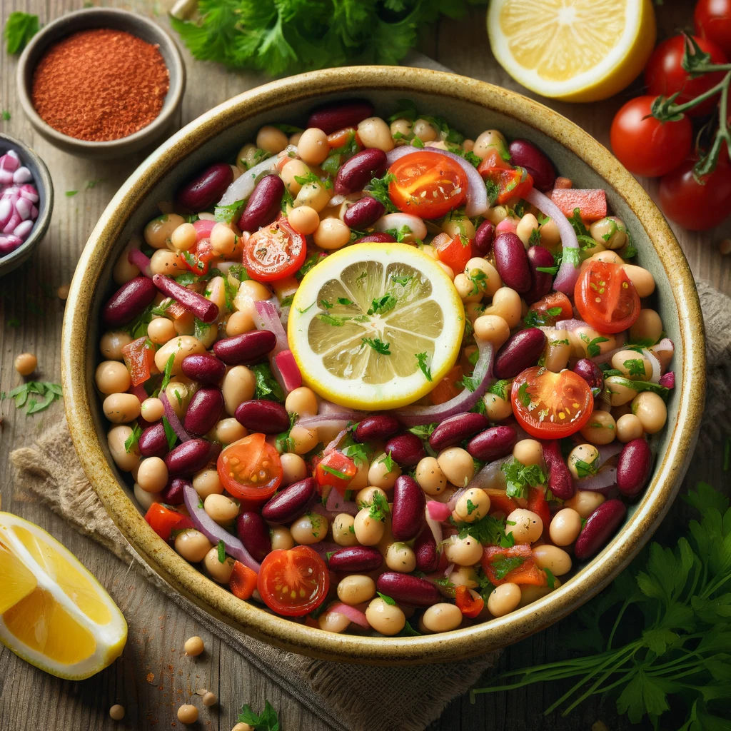 Rijke bonensalade met citroendressing