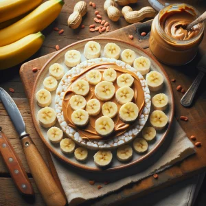 Rijstwafels met pindakaas en banaan