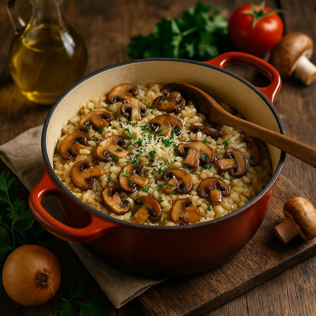 Risotto met paddenstoelen uit de Dutch oven