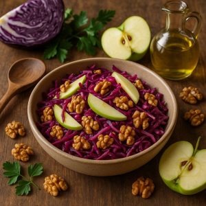 Rode kool salade met appel en walnoot