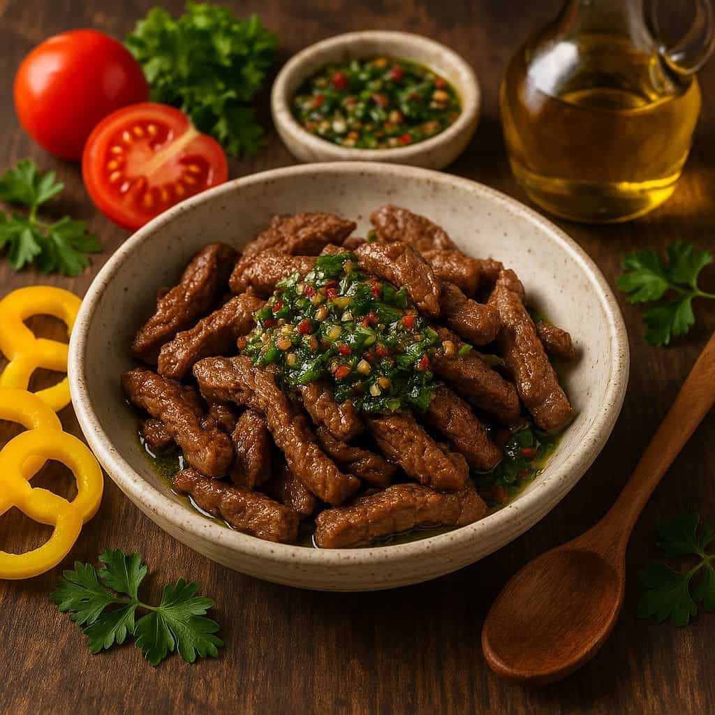 Runderreepjes met chimichurri