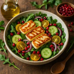 Salade met halloumi en granaatappel