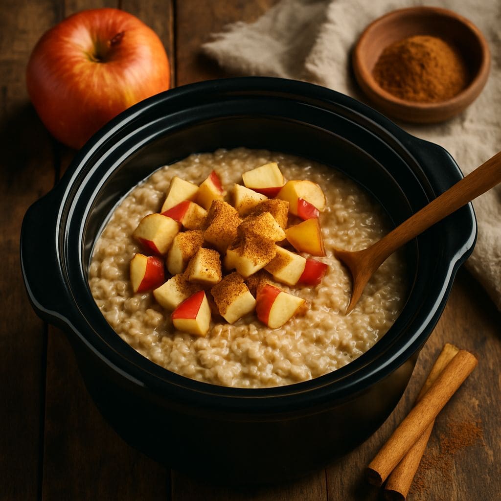 Slowcooker oatmeal met appel en kaneel