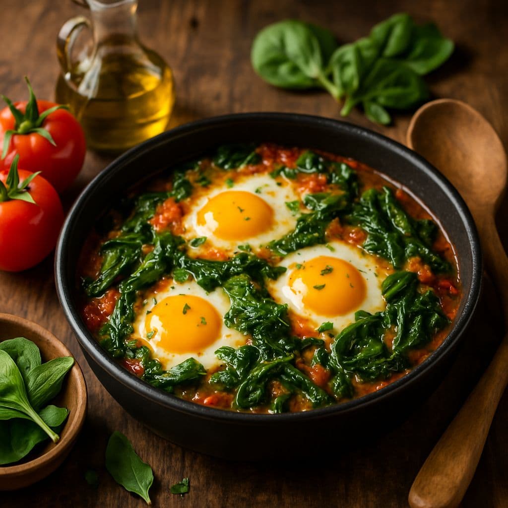 Slowcooker shakshuka met spinazie