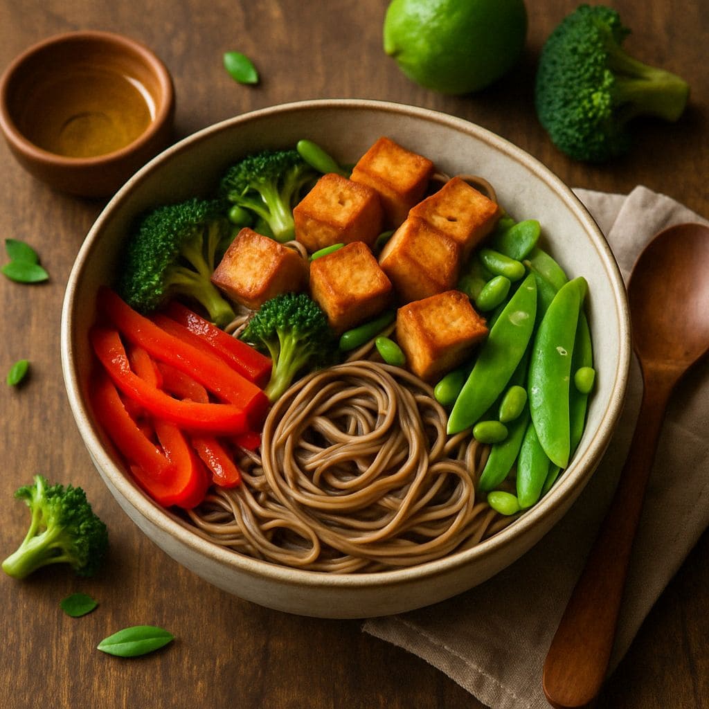 Soba noedels met tofu en groenten
