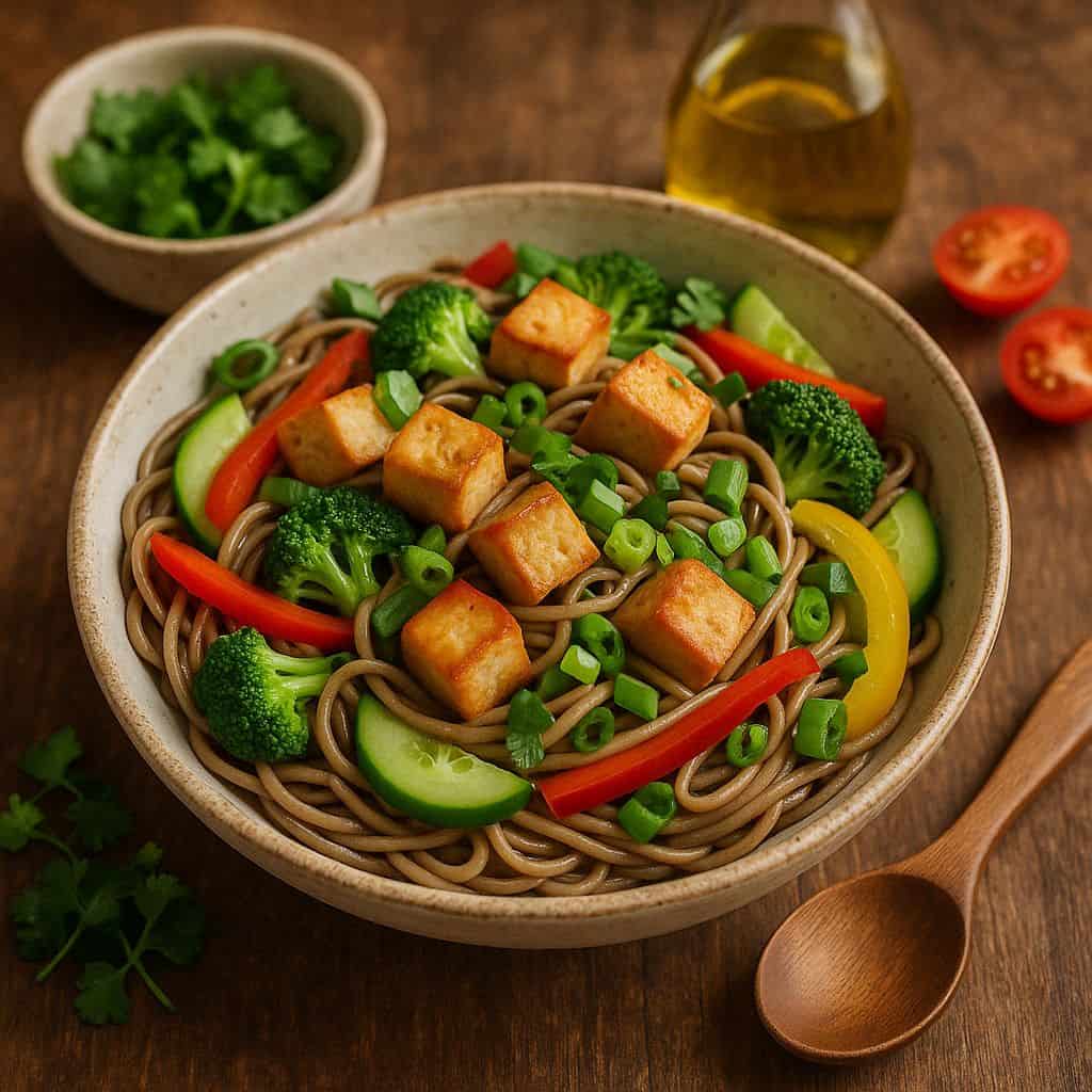 Soba noedelsalade met tofu
