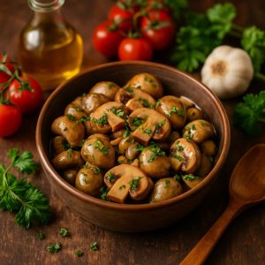 Sous vide champignons met knoflook