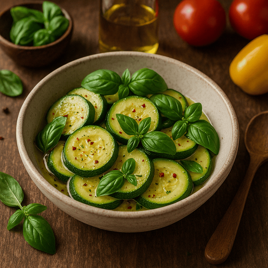 Sous vide courgette met basilicum