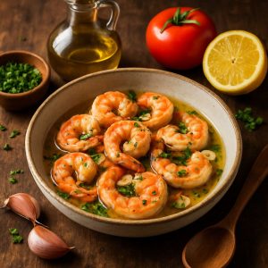 Sous vide garnalen met knoflook