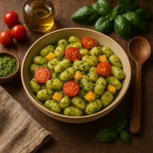 Sous vide gnocchi met pesto