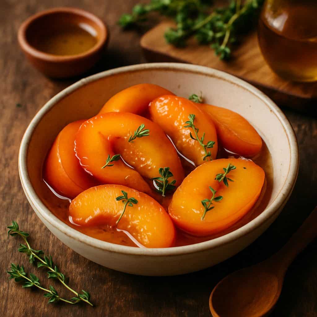 Sous vide perziken met honing en tijm