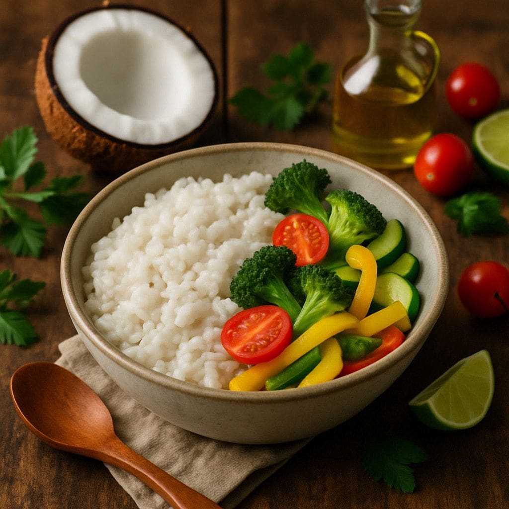 Sous vide rijst met kokosmelk