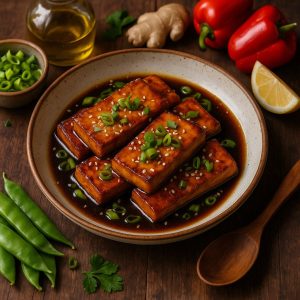 Sous vide tofu met sojasaus en gember