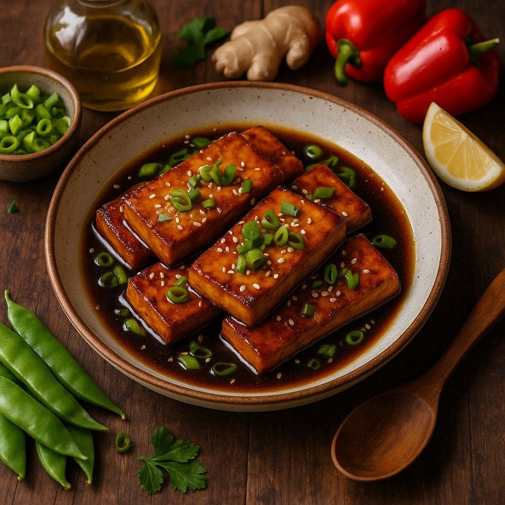 Sous vide tofu met sojasaus en gember