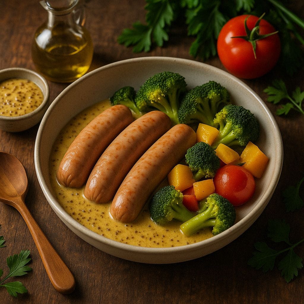 Sous vide worstjes met mosterdsaus