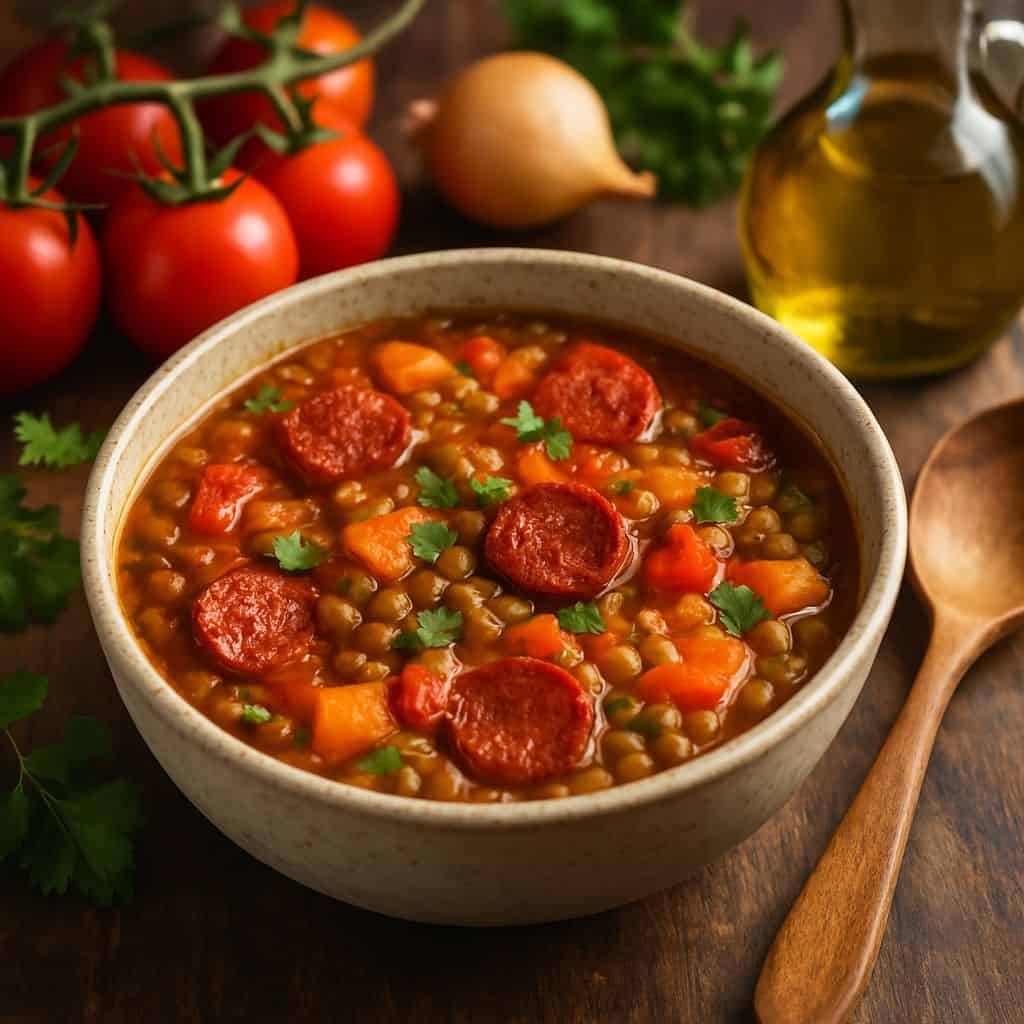 Spaanse linzensoep met chorizo (Instant Pot)