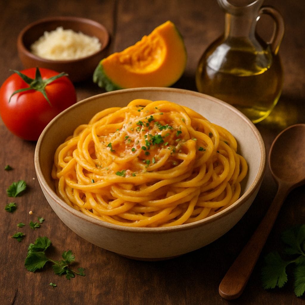 Spaghetti met pompoensaus