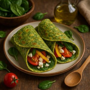 Spinazie omelet wrap met feta