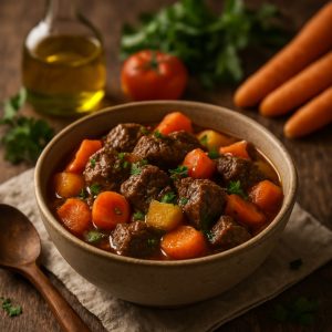 Stoofpot met rundvlees en wortels