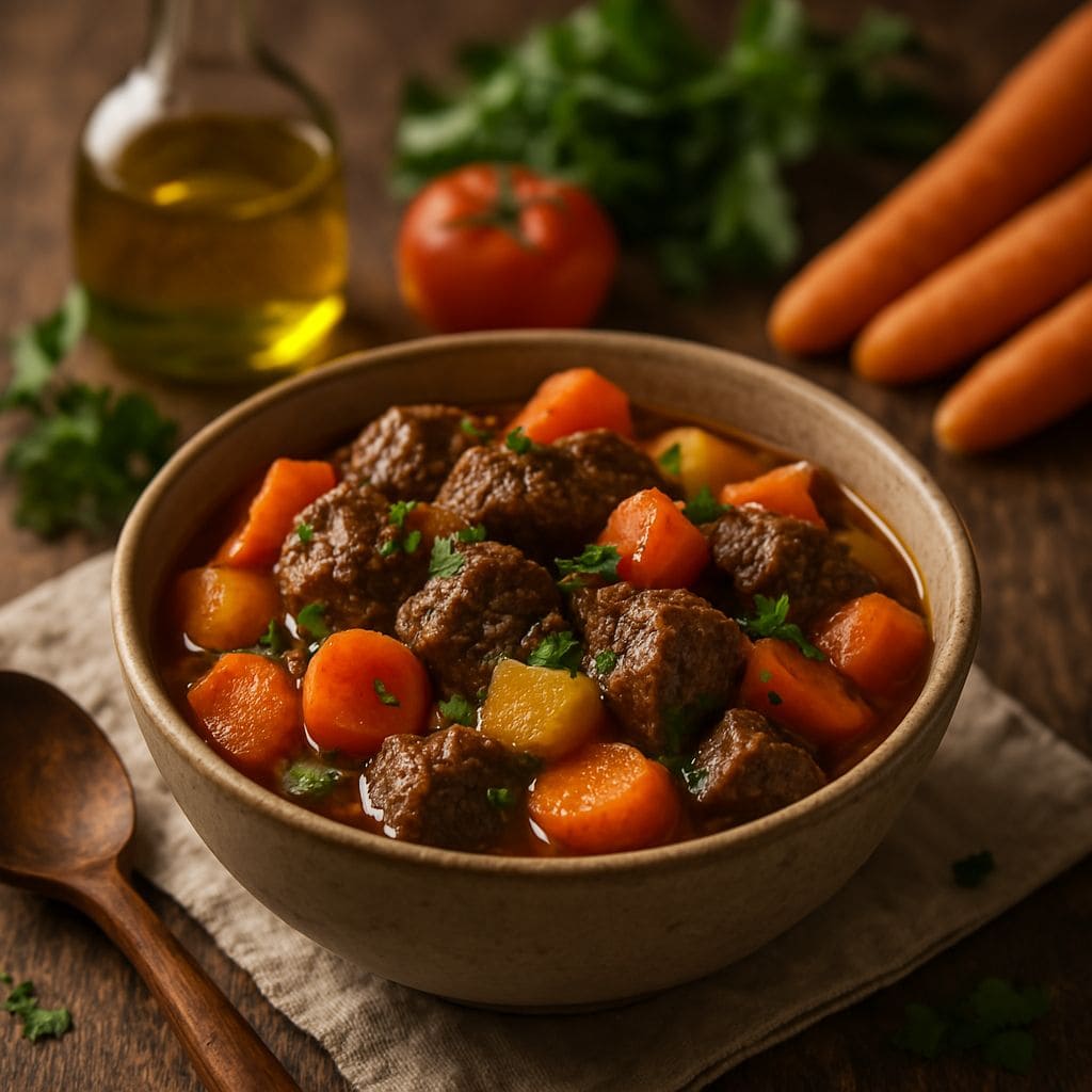 Stoofpot met rundvlees en wortels
