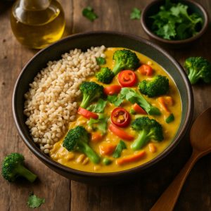 Thaise curry bowl met volkoren rijst