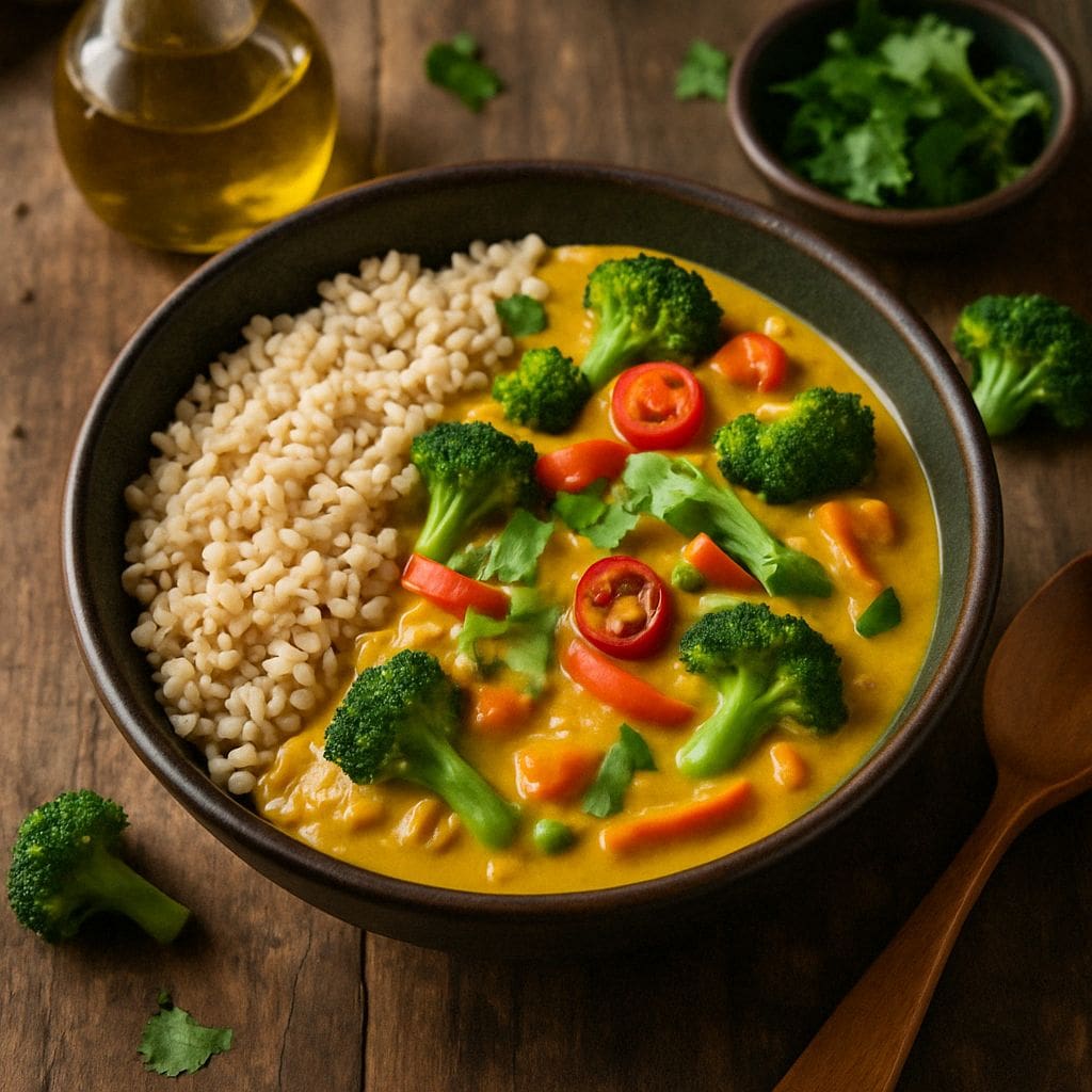 Thaise curry bowl met volkoren rijst