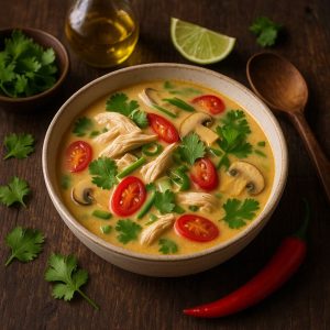 Thaise kippensoep met kokosmelk