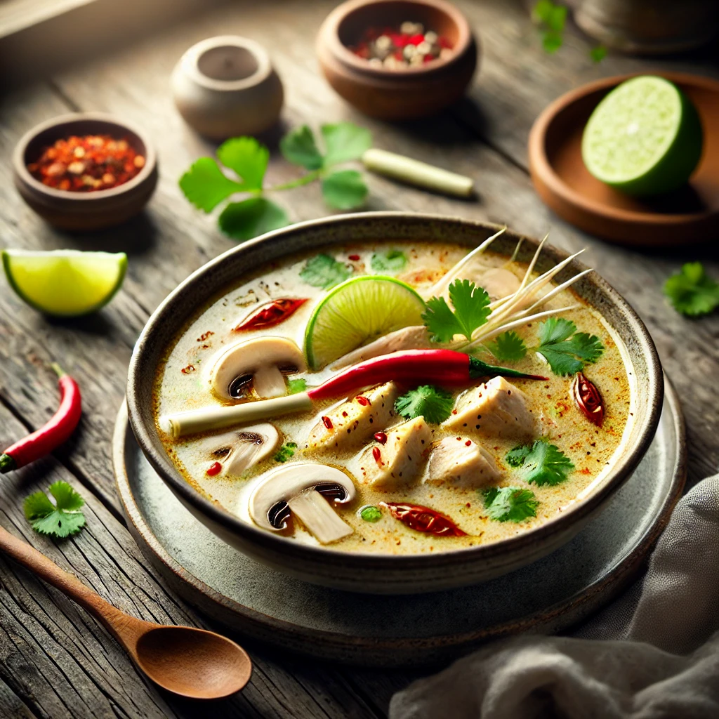 Thaise kokossoep met kip en citroengras