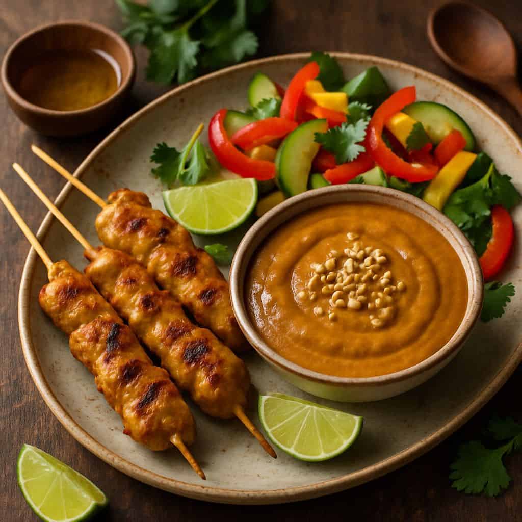 Thaise saté met pindasaus