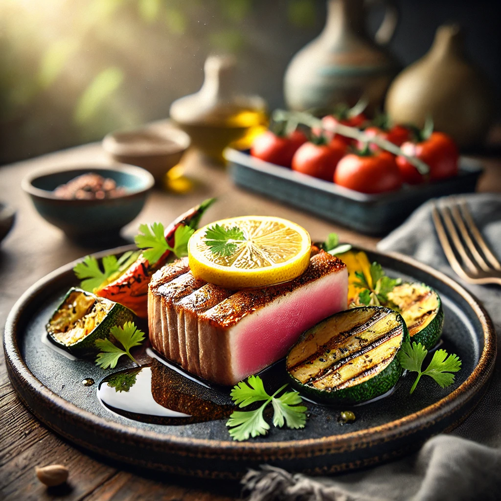Tonijnsteak met citroen en koriander
