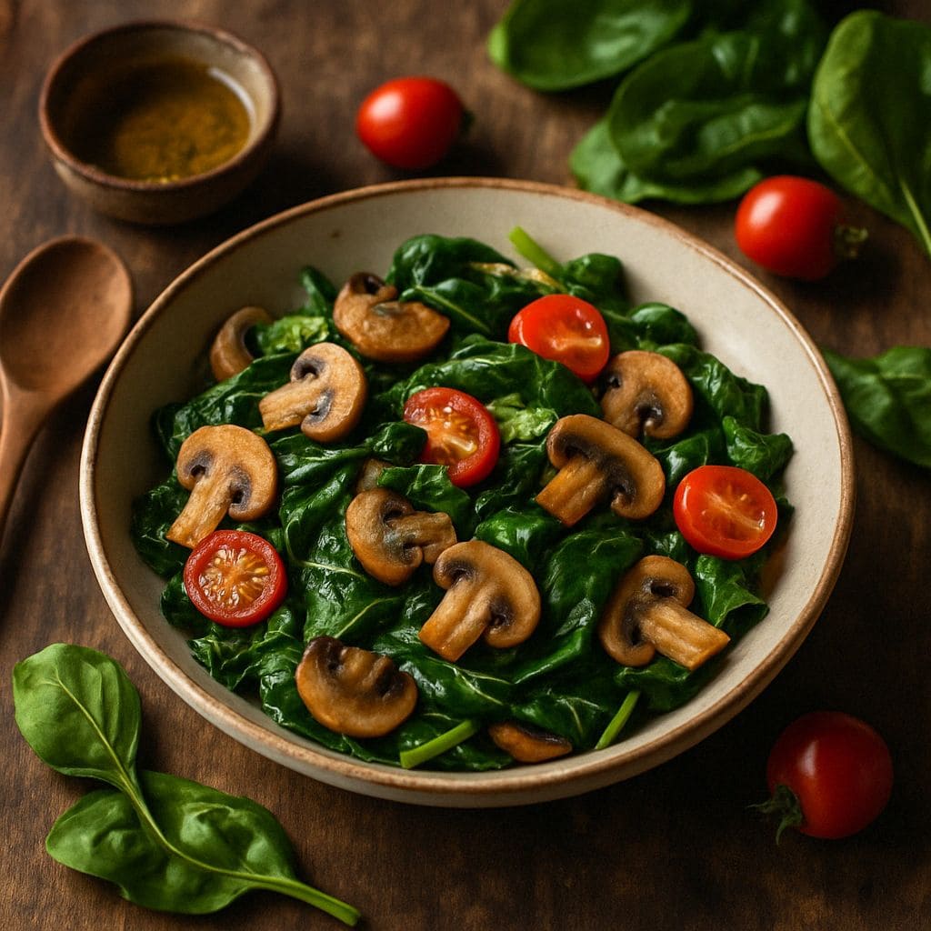Tortilla met spinazie en champignons