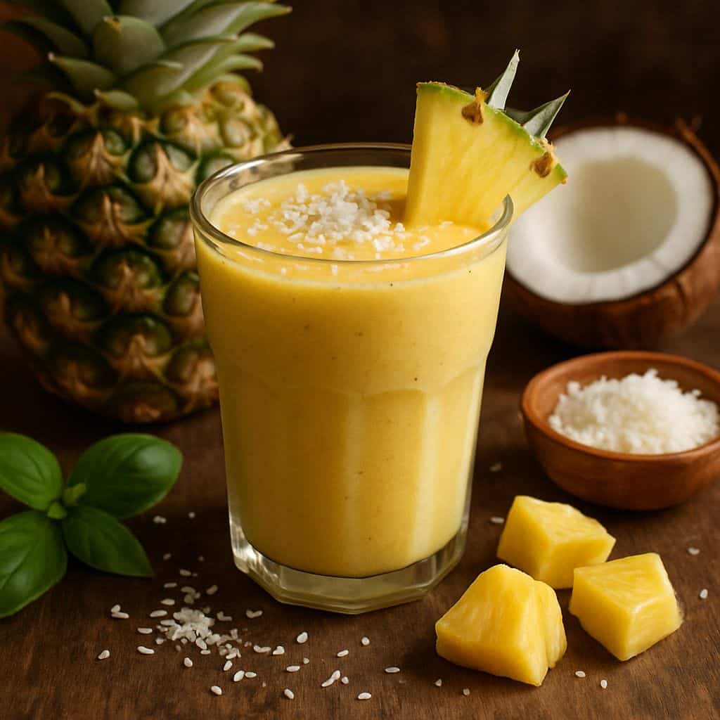 Tropische smoothie met ananas en kokos