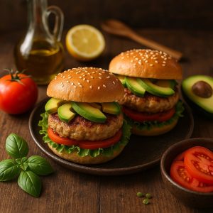Turkey burgers met avocado