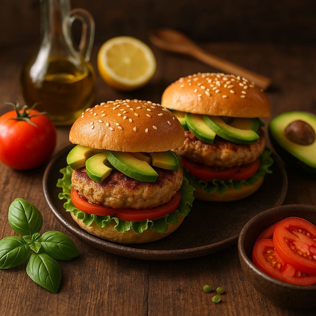 Turkey burgers met avocado
