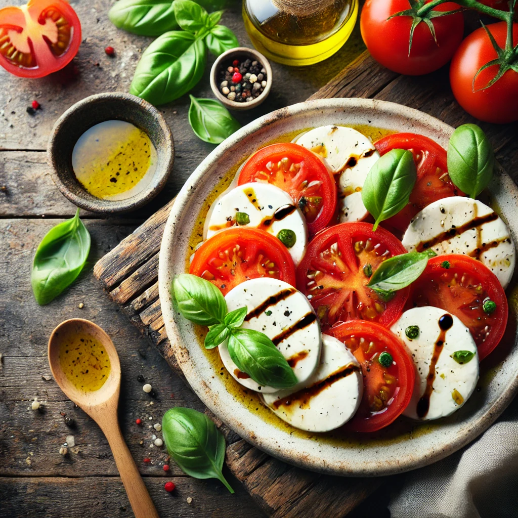 Vegan Caprese Salade met Zelfgemaakte ‘Mozzarella’